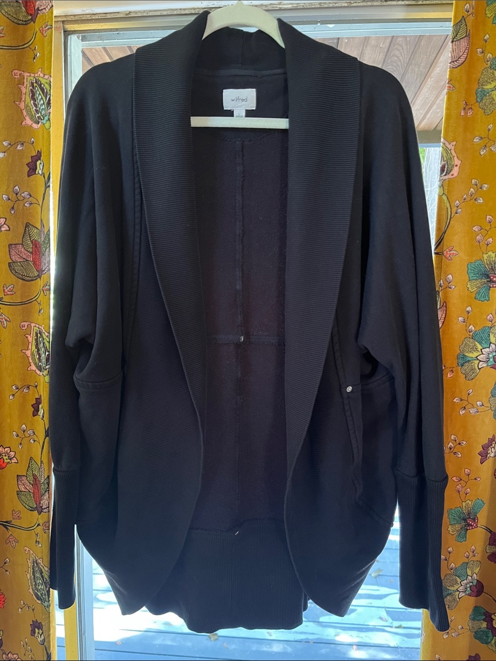 Wilfred Black Draped Open-Front Cardigan